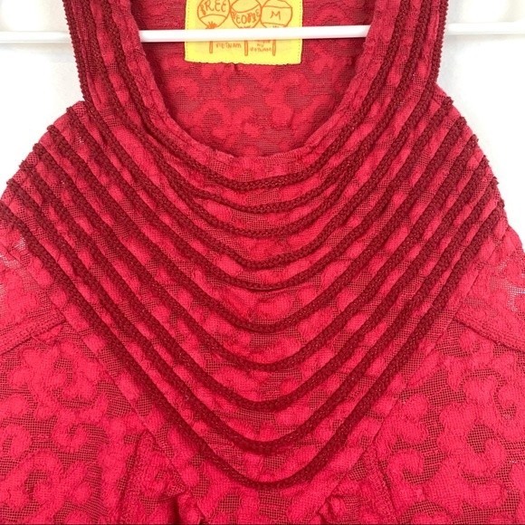 free people red lace halter tank medium - Picture 2 of 5